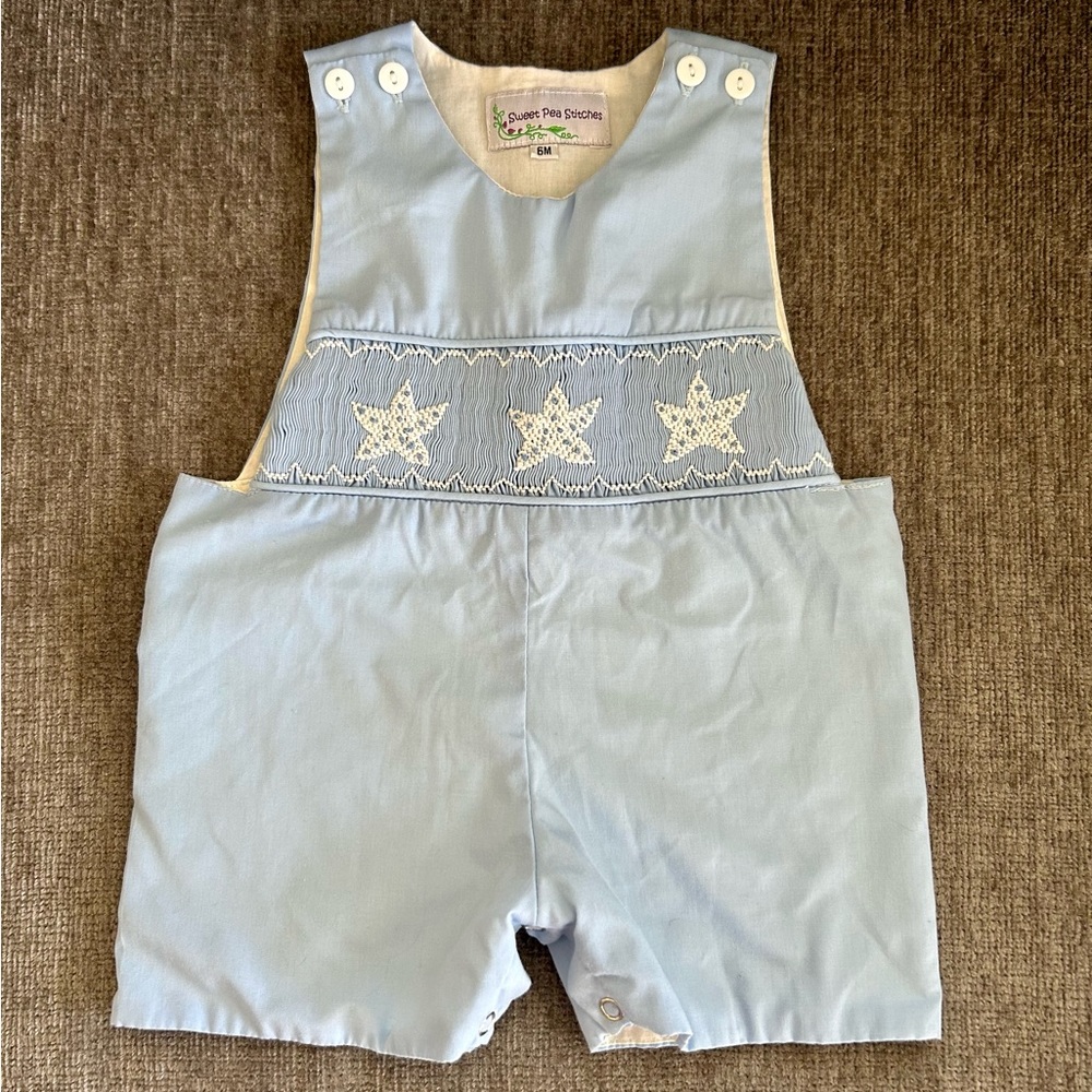 Handmade, Smocked, 100% Cotton Sea Stars Jon Jon